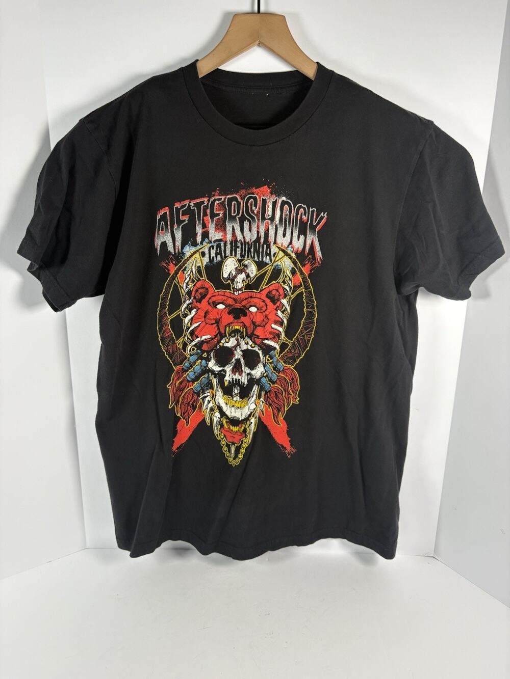 Aftershock 2022 Festival T Shirt Large Black Skull Slipknot KISS MCR Concert Tee